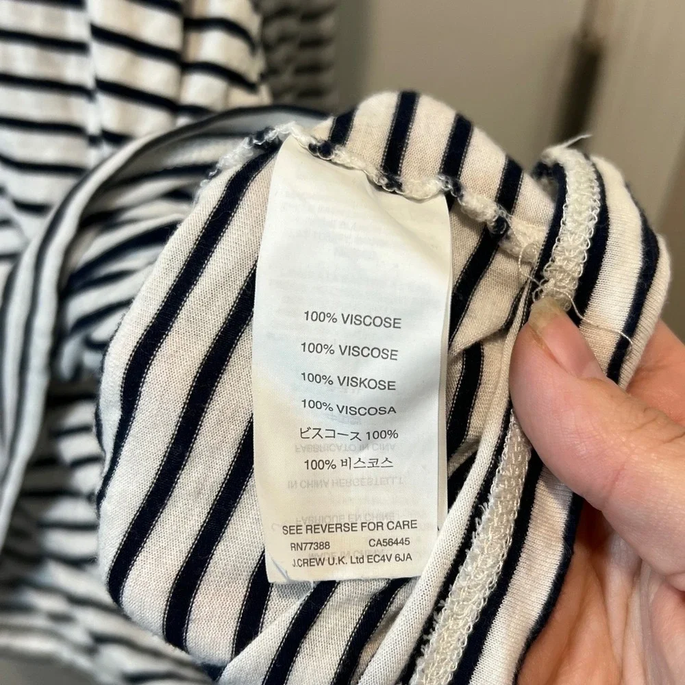 J.Crew‎ Women Long Sleeve Striped Viscose Top White Black XL